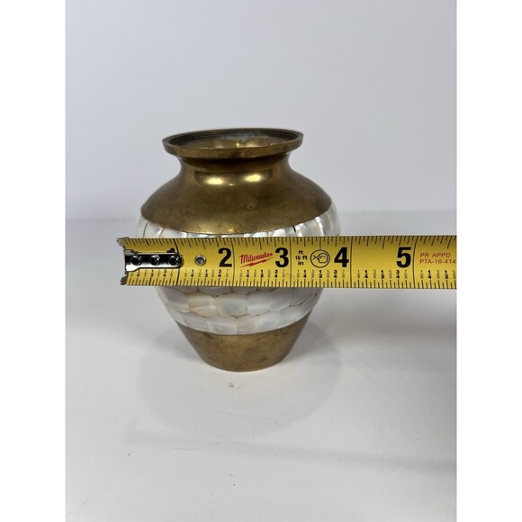 VTG‎ Brass and Mother Of Pearl Inlay Urn/base No Lid - Picture 10 of 11
